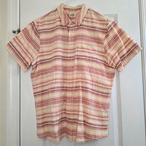 Marine Layer Selvage Short Sleeve Shirt - Red and Orange Stripes
